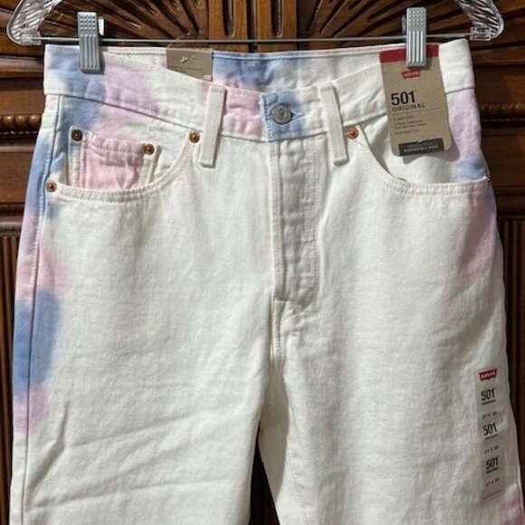 Levi’s 501 Original Fit Straight Leg Jeans White Tie Dye Women's 27 x 30 - Picture 3 of 6